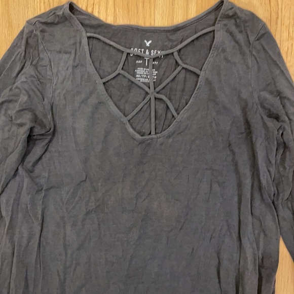 American eagle grey long sleeve top - Picture 2 of 3